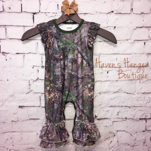 Green Camo Baby Girl Romper - Picture 5 of 8
